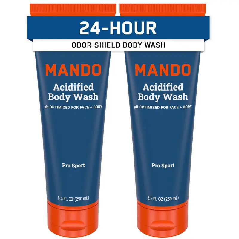 Gel Douche Mando Odor Shield – Contrôle 24 h – Sans SLS et parabènes – 2×8,5 oz – Pro Sport
