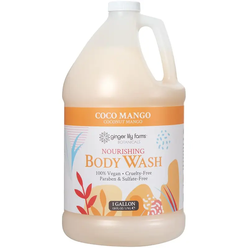 Gel Douche Nourrissant Ginger Lily Farms Botanicals – Coco Mango, 1 Gallon Refill, Végane & Cruelty-Free