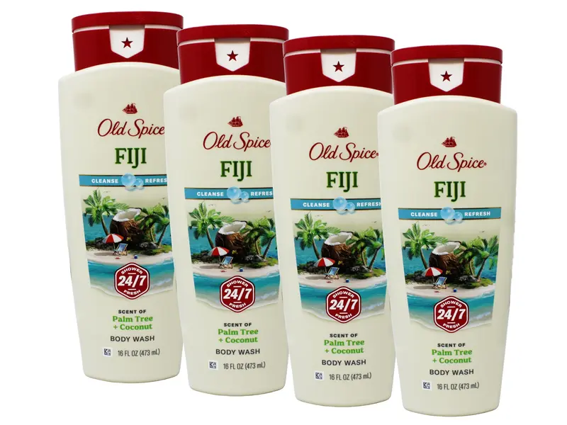 Gel douche Old Spice pour homme – Fresher Fiji, pack 4x473 ml, frais et tropical
