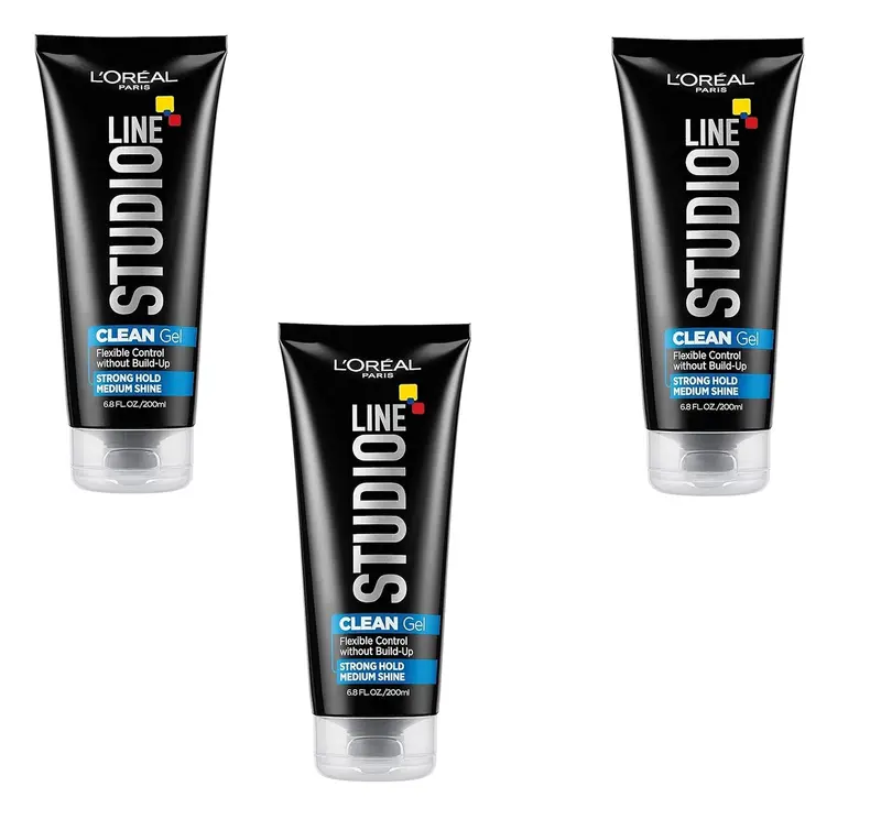 Gel Studio Line Clair à Tenue Forte – L’Oréal Paris, Pack de 3 × 200 ml