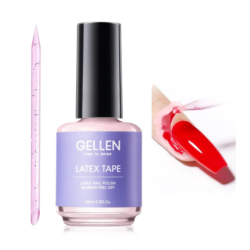 GELLEN Latex Liquide pour Ongles – Barrière Cuticule Rose, Protection Vernis et Nail Art, 15 ml