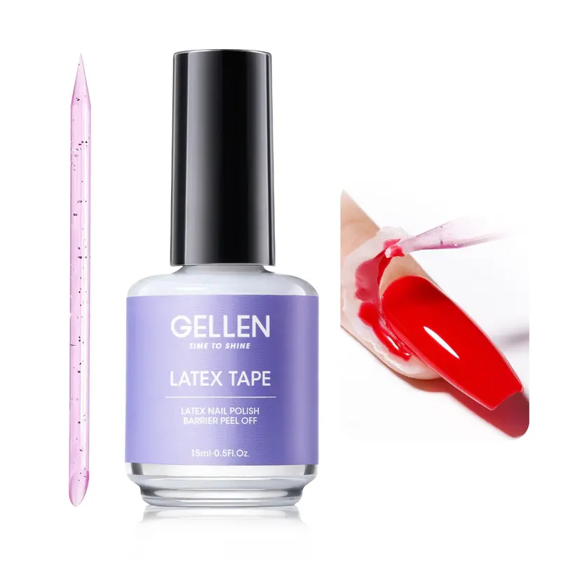 GELLEN Latex Liquide pour Ongles – Protecteur de Cuticule 15 ml + Bâtonnet Plastique