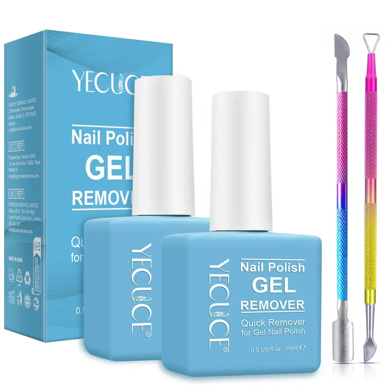 Generic – Dissolvant Gel pour Ongles (2 pièces) – Retrait rapide en 3–5 minutes sans aluminium ni trempage (avec pousse-cuticules et grattoir)