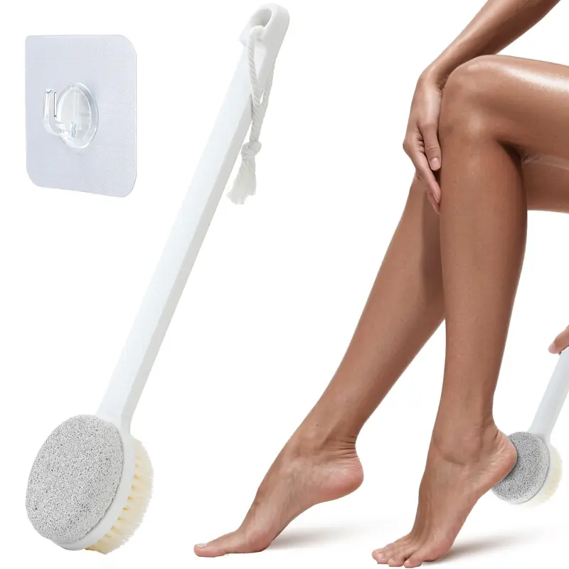 Genérique Pierre Ponce Pied 2-en-1 — Brosse Pied à Manche Longue