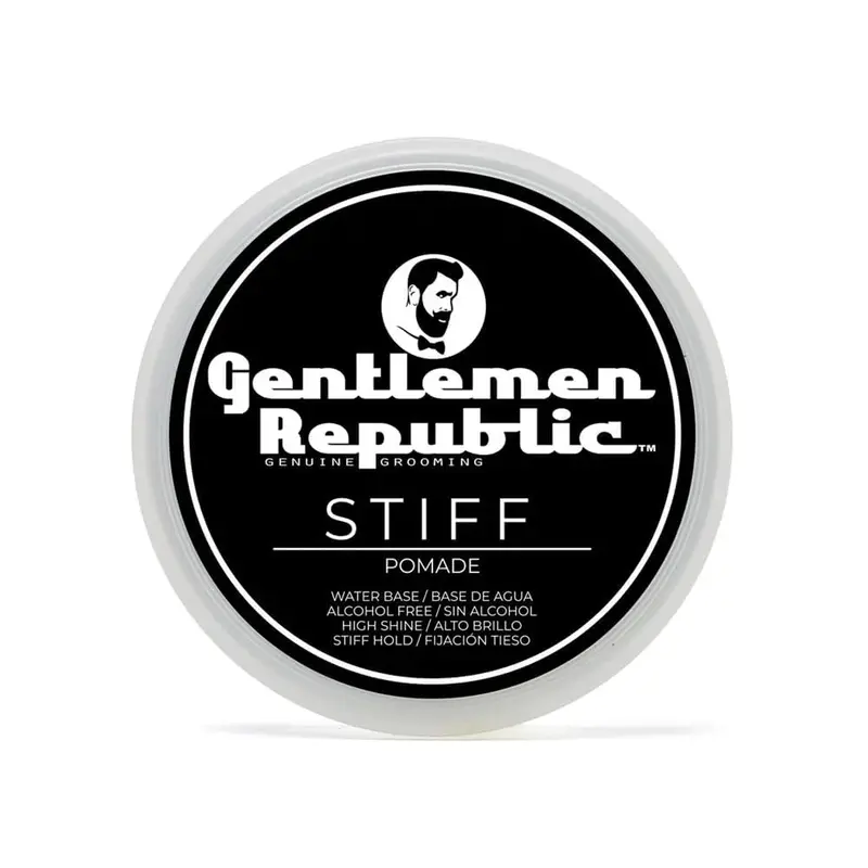 Gentlemen Republic Stiff Pomade pour Hommes – Tenue Forte & Brillance, À Base d’Eau, Sans Cire d’Abeille, 4oz – Idéale pour Cheveux Épais