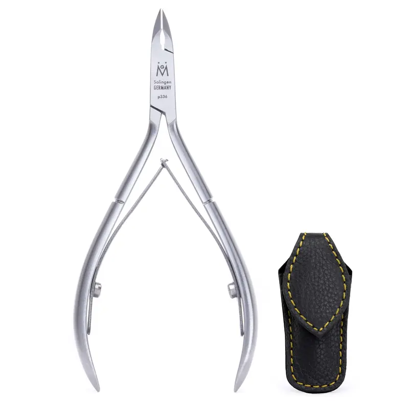 GERMANIKURE Cisailles à Cuticules Luxe avec Étui Cuir – Affûtage Double, Solingen