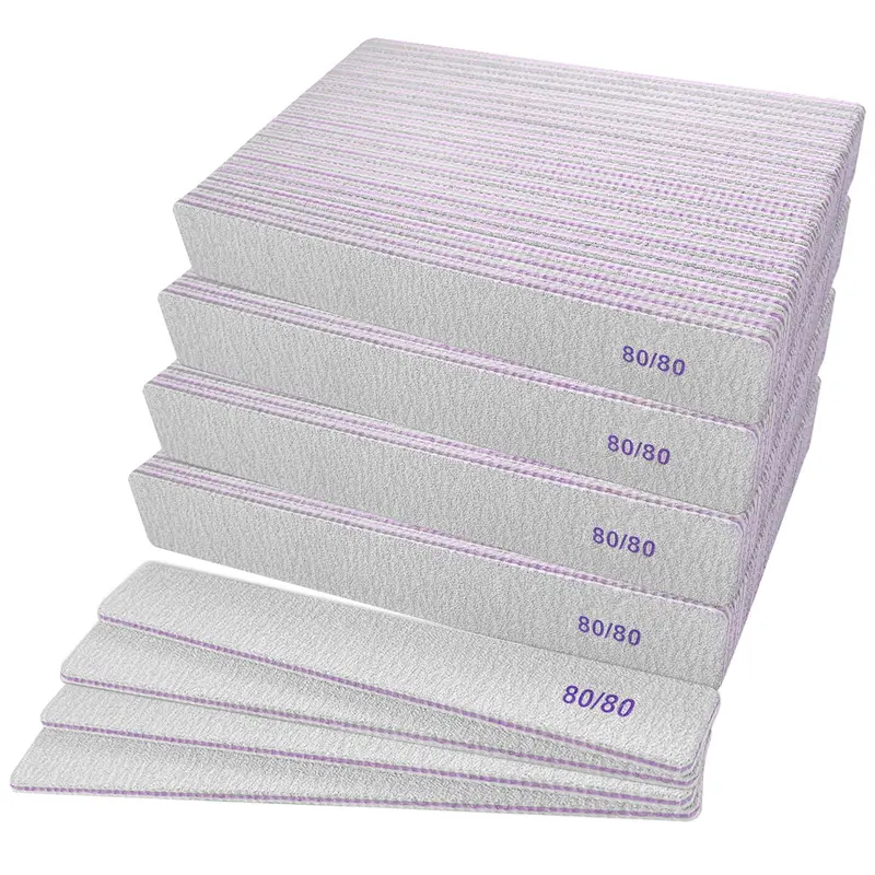 GigaGround Limas 80/80 – 100 pièces, lime double-face grossière 80 pour ongles en gel et acryliques
