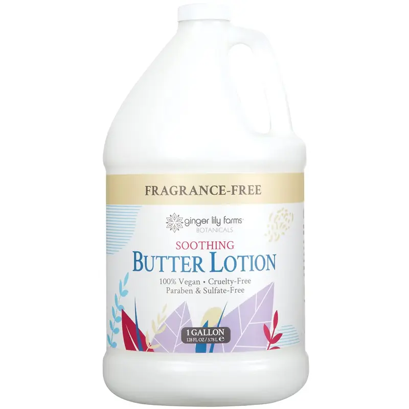 Ginger Lily Farms Botanicals Beurre-Lotion Apaisant Sans Parfum pour Peau Sèche et Sensible – 100% Vegan et Sans Cruauté, Recharge 1 Galon (128 oz) – Lot de 1