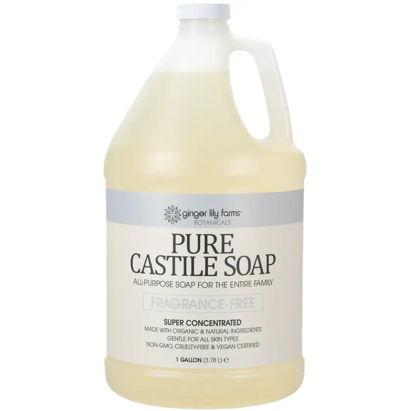 Ginger Lily Farms Botanicals Savon Castile Liquide Recharge Sans Parfum – 1 Gallon – Nettoyant Polyvalent