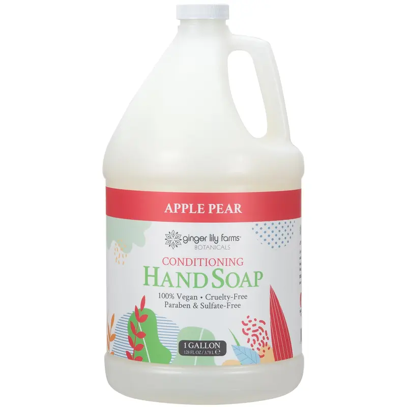 Ginger Lily Farms Botanicals Savon Mains Recharge Pomme-Poire – Vegan & Cruelty-Free, 1 Gallon