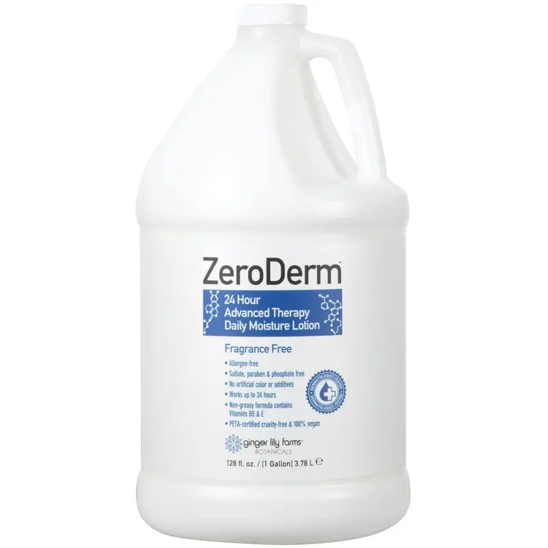 Ginger Lily Farms ZeroDerm Lotion Hydratante Avancée 24H – Sans allergènes, Végan et Sans cruauté, Refill Galon 1 galon (128 oz)