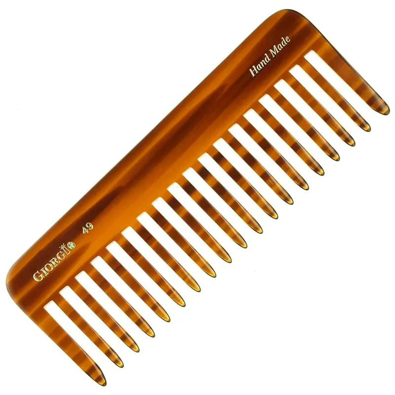 GIORGIO G49 Grand Peigne Démêlant 5,75 po — Dents Larges pour Cheveux Bouclés et Épais, Cellulose, Finition Tortue