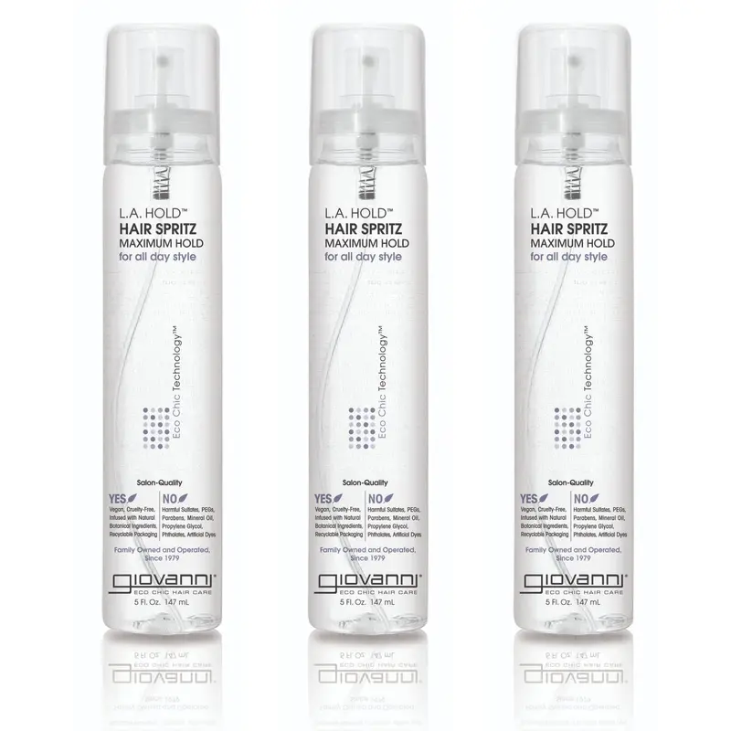 GIOVANNI L.A. Hold Hair Spritz - Maintien maximal, sans sulfates Lauryl et Laureth, sans aérosol - Pack de 3, 5 oz