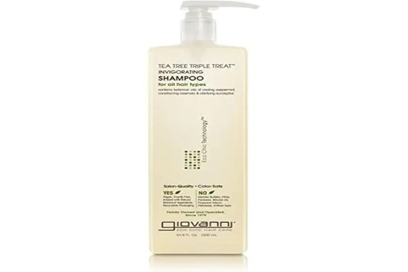 GIOVANNI Shampoing Invigorant Arbre à Thé Triple Trait – Menthe Glacée, Eucalyptus & Romarin, 1000 ml – Sans SLS, Sans Parabènes