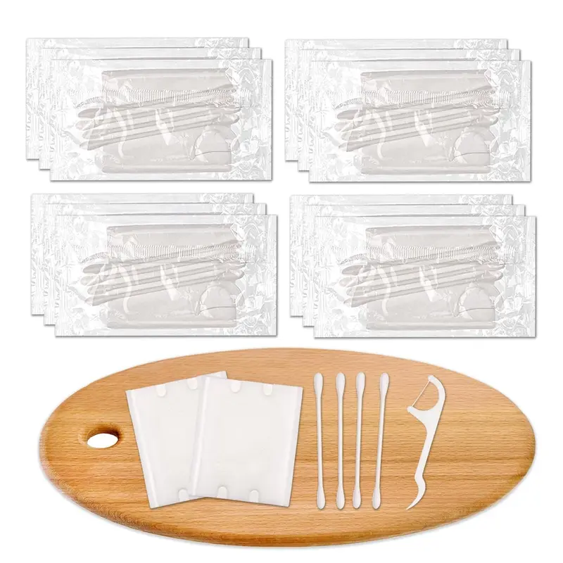 Gisdo – Pack de 50 Kits Vanity Hôtel, Ensemble d'Amenités Hôtel Emballés Individuellement, Coton, Coton-Tiges et Cure-Dents