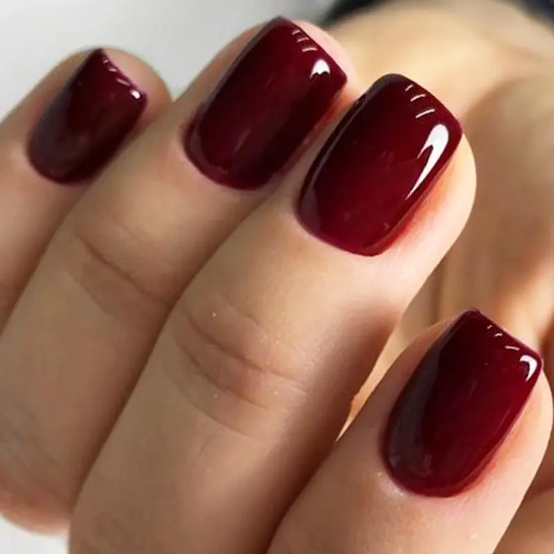 GLAMERMAID Ongles presse Bourgogne Extra Court Carré - Gel Jelly Brillant