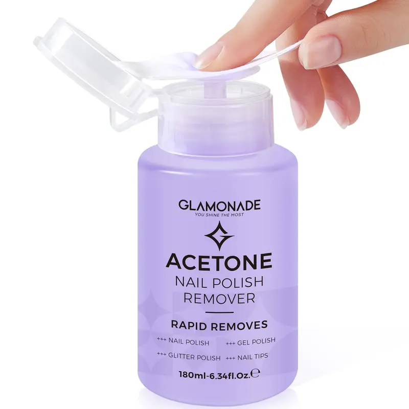Glamonade Dissolvant Acétone Gel — Vernis Gel et Vernis Régulier, Pompe à Pression 180 ml au Parfum Raisin
