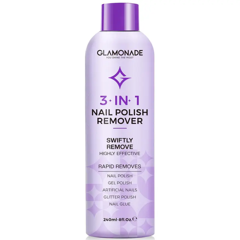 Glamonade Dissolvant Acétone pour Gel – Enlèvement Professionnel, 236 ml, enrichi à l’huile de pépins de raisin