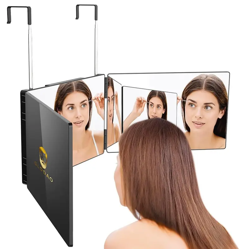 GLDDAO Miroir 360 à 3 Voies pour Coiffure et Auto-Coupe – Hauteur Réglable et Portable