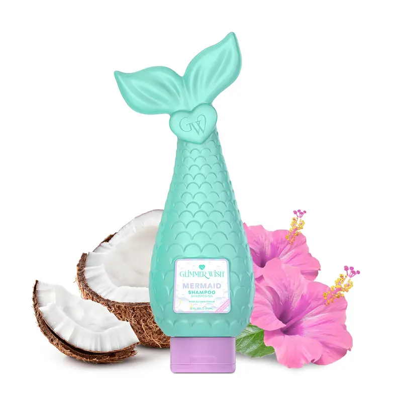 Glimmer Wish Mermaid Kids Shampoo – sans parabènes et sulfates, parfum plage tropical, 355 ml