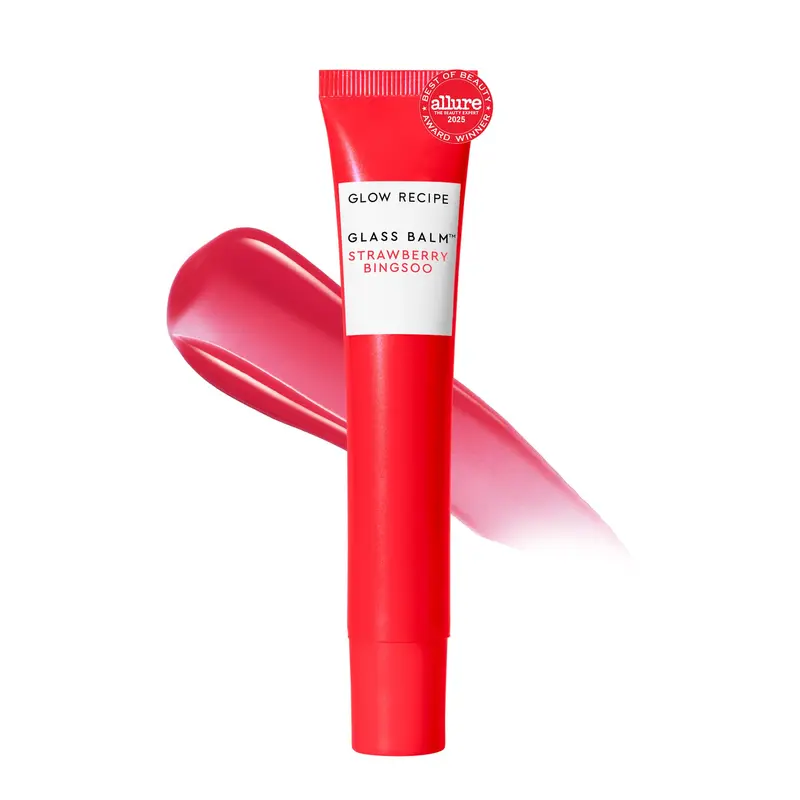 Glow Recipe Glass Balm Soin Lèvres – Hydratation 12h, Hyaluronique, Teinte Rose Fraise Bingsoo – 15 ml