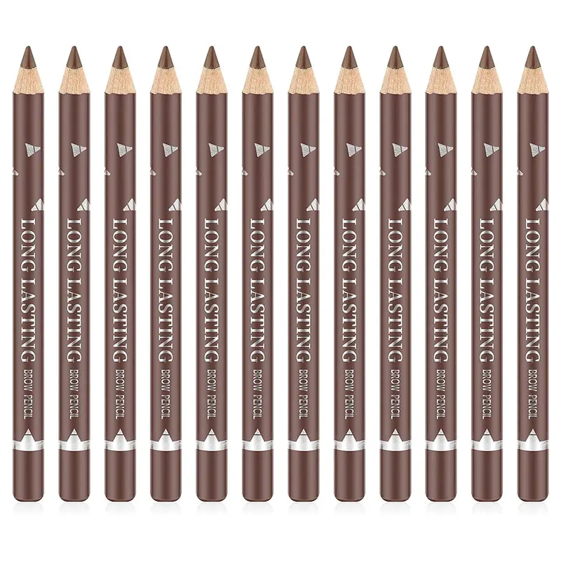 Go Ho 12 Crayons Sourcils Brun Moyen – Crayon Eyeliner Waterproof, Longue Tenue