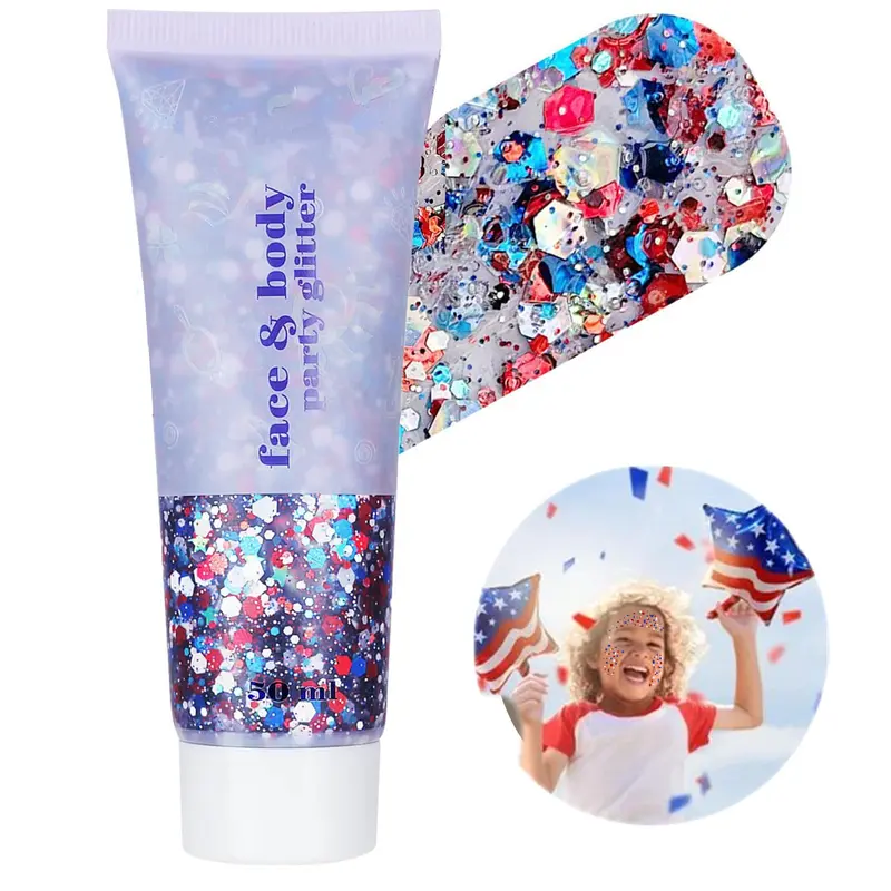 Go Ho Glitter Rouge Blanc Bleu – Gel pailleté patriotique visage et corps