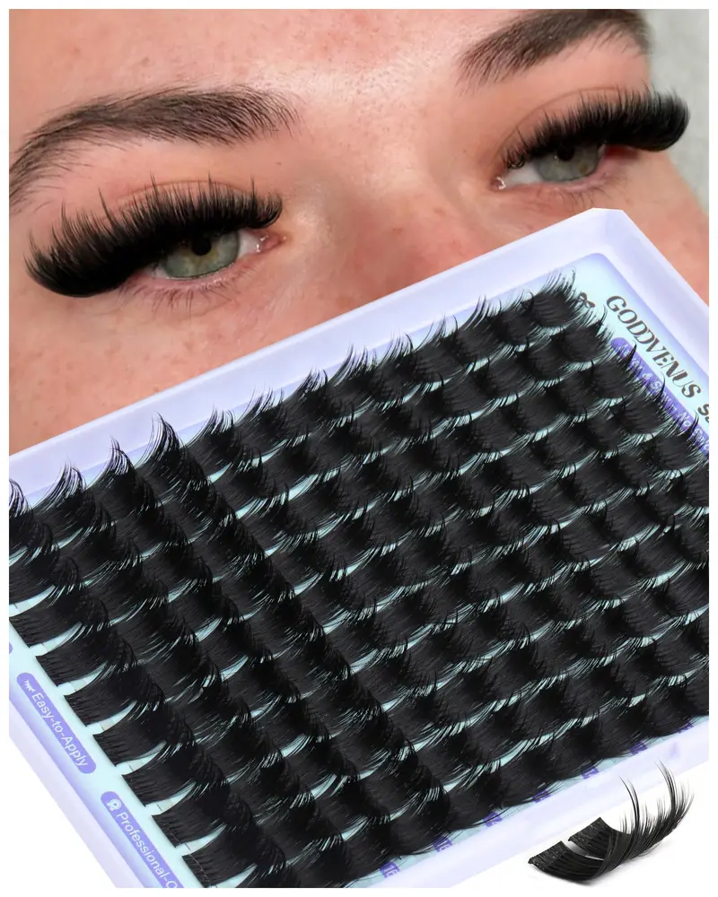 Goddvenus Clusters Cils Courbe en D — Wispy, Extensions DIY, Aspect-Salon, 10–16 mm, 130 pièces