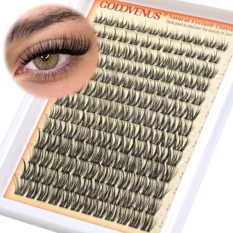 Goddvenus Clusters Cils – Extensions Naturelles et Volumineuses, Bande Coton Doux, Boucle CD, DIY