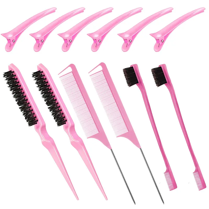 Goiple Kit Brosses Coiffage 12 Pièces — Brosses Contours Double Face, Queue de Rat et Pinces Cheveux