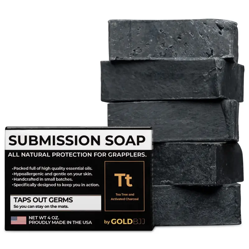 Gold BJJ Savon Arbre à Thé – Barres 4oz (5-pack) – Fabriqué USA, Charbon Actif