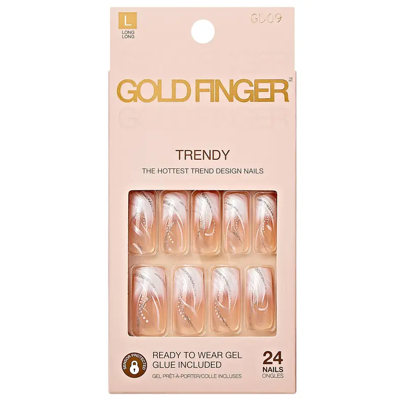 Goldfinger Ongles Press-On Plein-Couverture Blanc Français – Gel Manucure Durable, Résultat Salon
