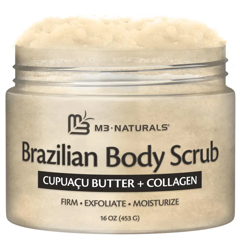 Gommage corporel brésilien raffermissant et hydratant – Cupuaçu, jojoba et collagène – 16 onces (453 g) – M3 Naturals