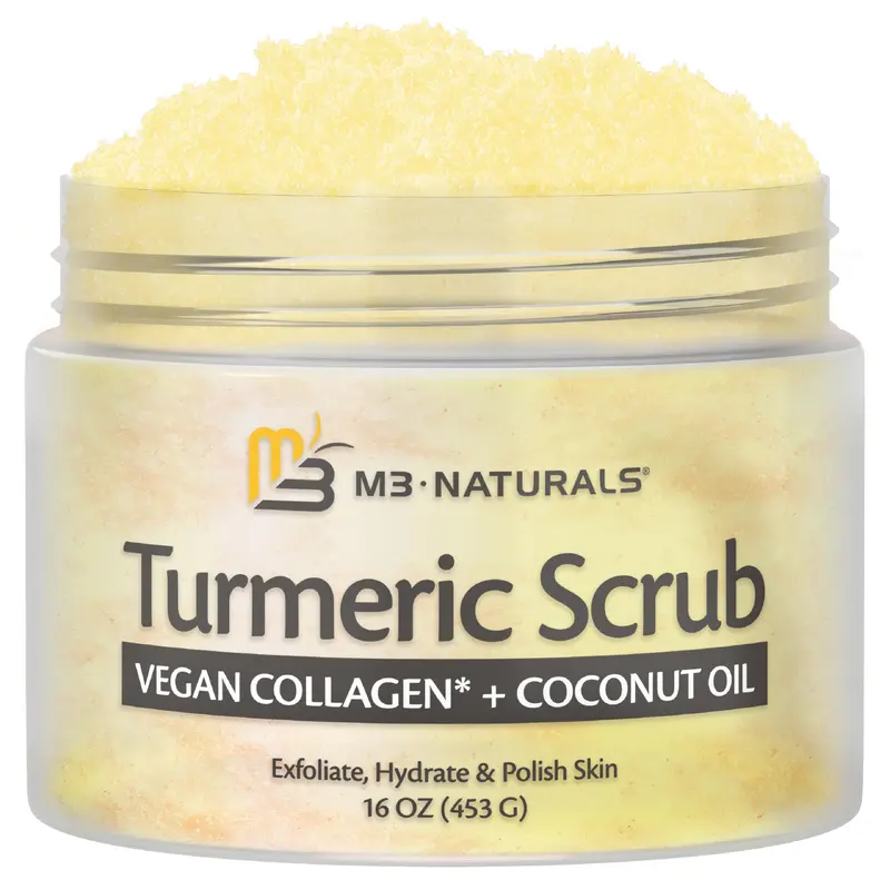 Gommage Curcuma M3 Naturals – Exfoliant Hydratant pour Visage et Corps, 16 oz