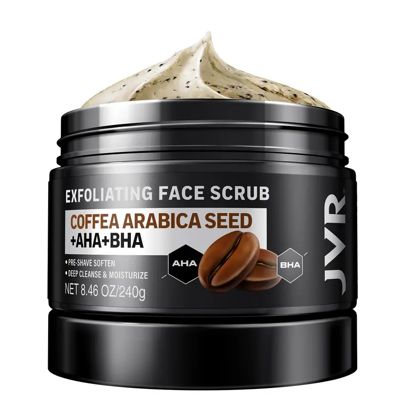 Gommage Visage pour Homme JVR – Exfoliation Profonde avec Café, AHA et BHA, 8,46 oz