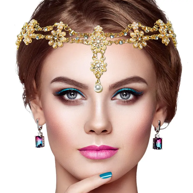 Gonioa Bandeau Cheveux Cristal Bohème avec Pendentif – Chaîne Tête Délicate