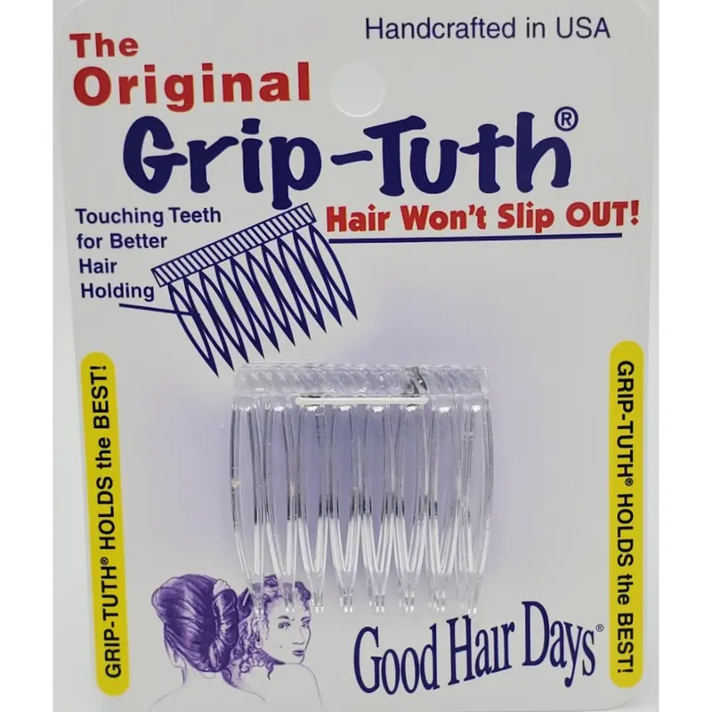 Good Hair Days Pinces Grip-Tuth – 1,5 pouces Latérales – Cristal – Ensemble de 2