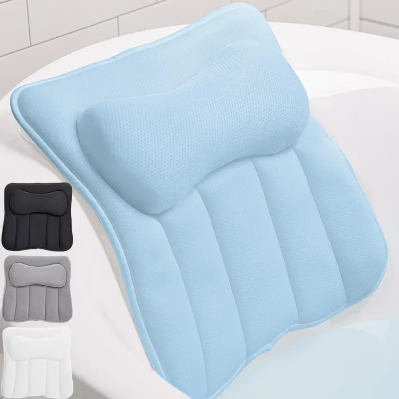 GORILLA GRIP Oreiller de Bain en Mesh – Ventouses Puissantes, Technologie FlexComfort, Bleu