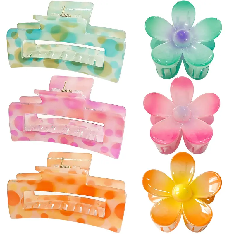 GQLV Coffret Accessoires Cheveux – Pinces Antiderapantes Grands Modèles, Clips Fleurs Medianes pour Cheveux Epais et Fins