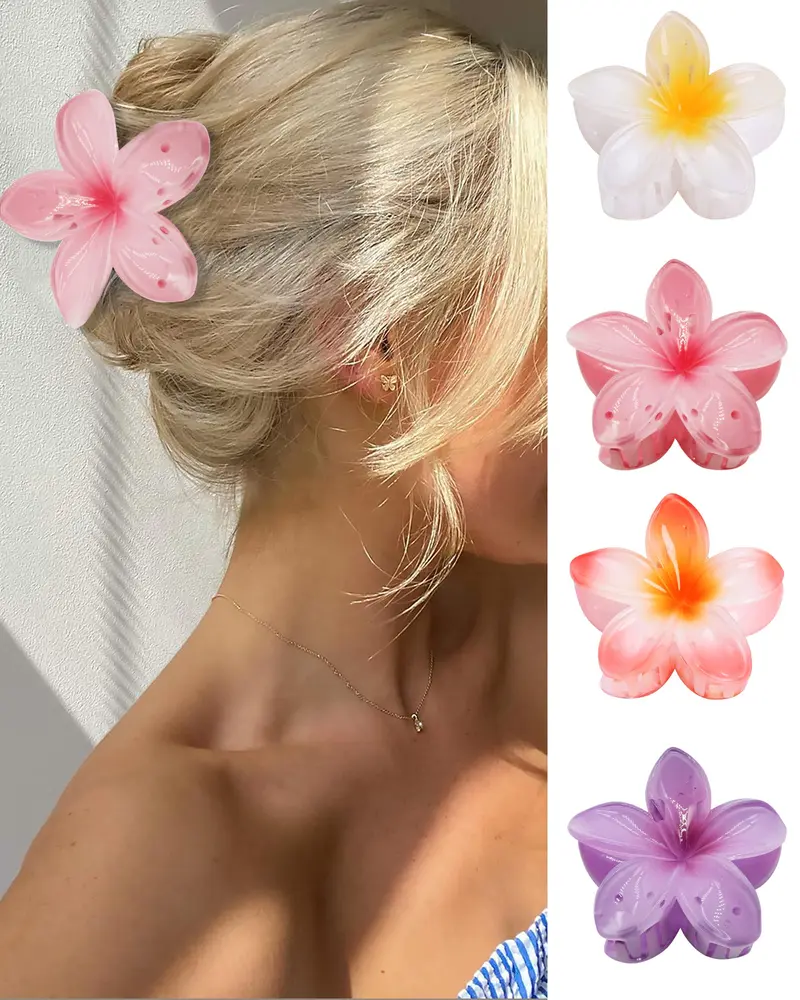 GQLV Pinces Fleurs pour Cheveux Épais – Lot 4 Pièces, Grand Volume & Antidérapant