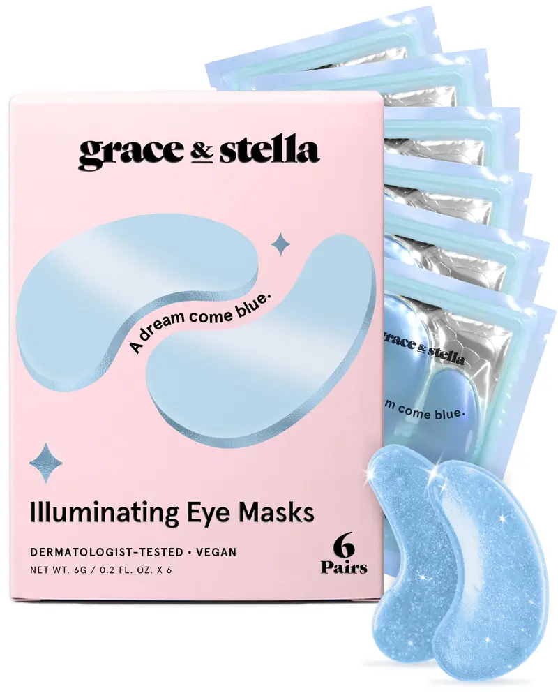 Grace & Stella Masques Yeux Bleus – Récompensé, anti-cernes et poches, vegan (6 paires) – Idée cadeau <10$
