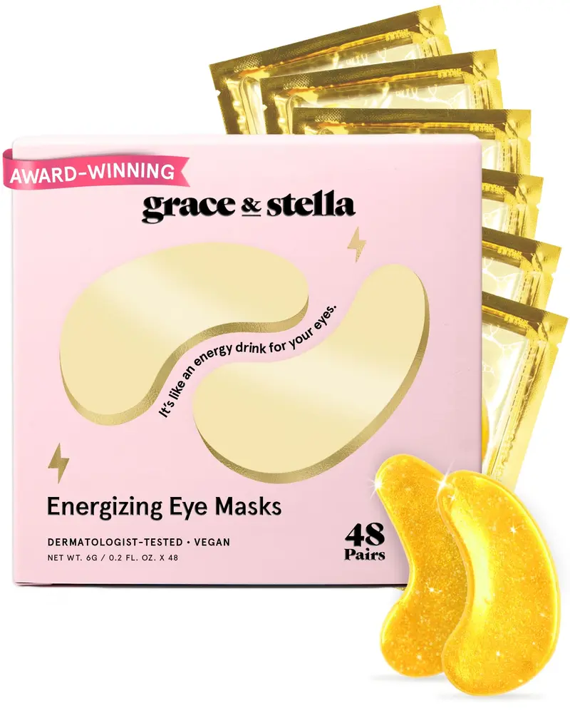 Grace & Stella Masques Yeux Or – Patchs Gel Vegan (48 Paires) pour Cernes et Gonflement