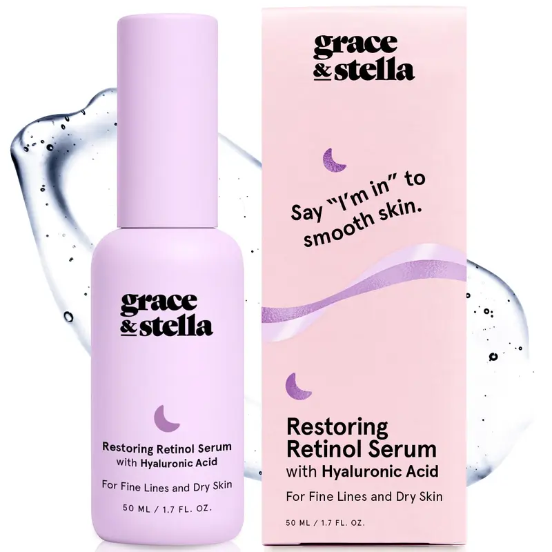 Grace & Stella Sérum Rétinol Visage avec Acide Hyaluronique – 50 ml – Vegan & Cruelty-Free, Sans Parabènes/Sulfates