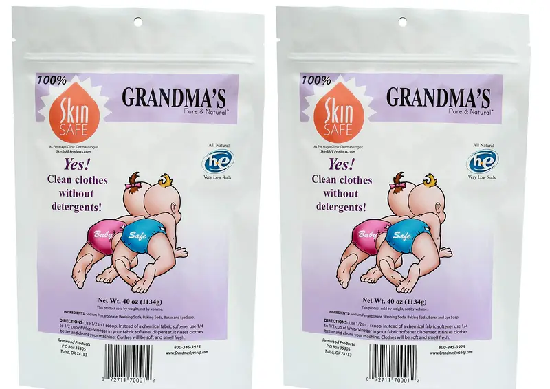 GRANDMA'S PURE & NATURAL – Savon pour lavage du linge tout naturel, sans parfum, lot de 2 × 40 onces