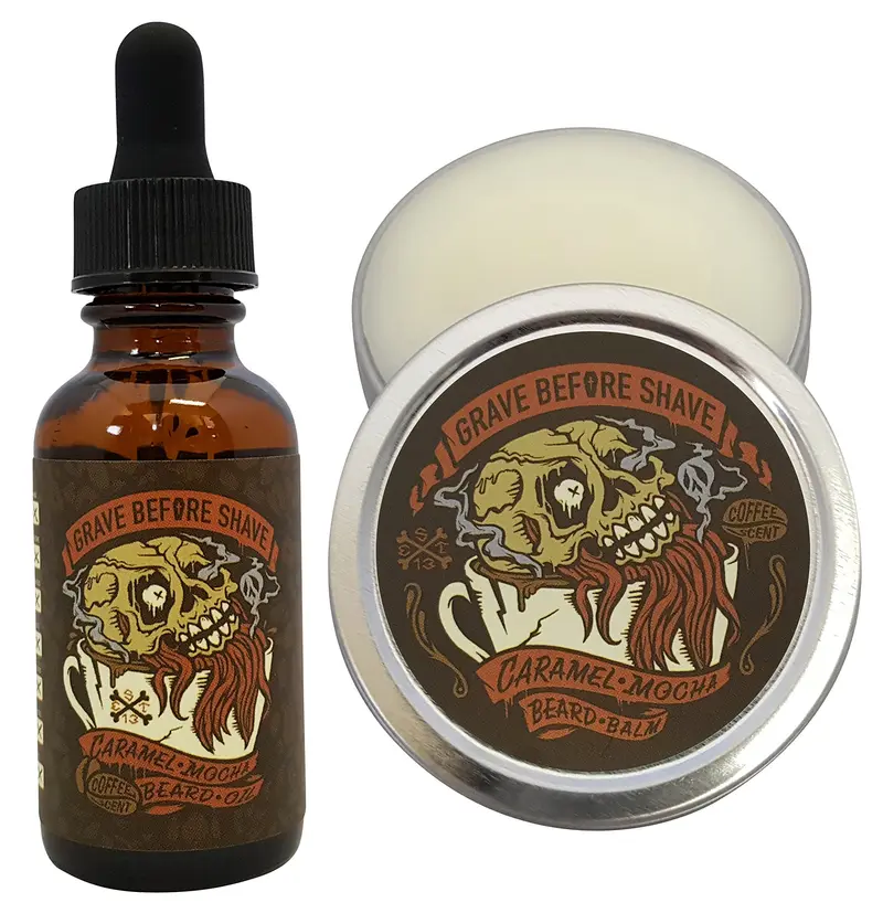 Grave Before Shave Pack Barbe Caramel Mocha – Baume et Huile Caramel Café