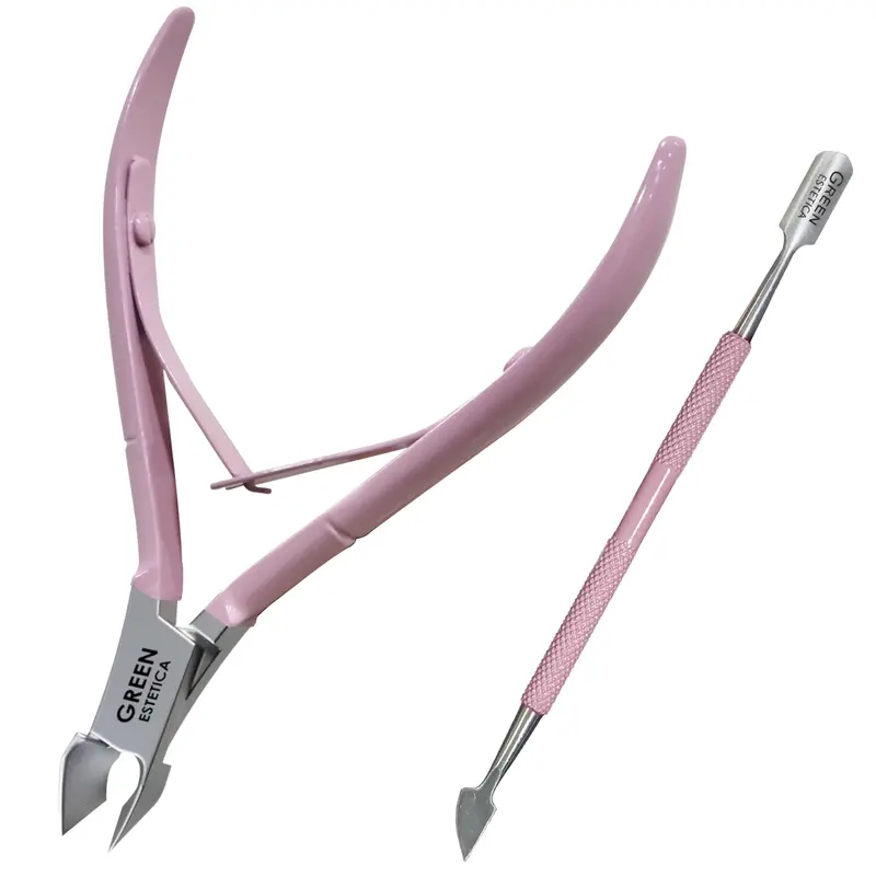GREEN ESTETICA – Coupe-cuticule pro avec poussoir et lames inox Rose