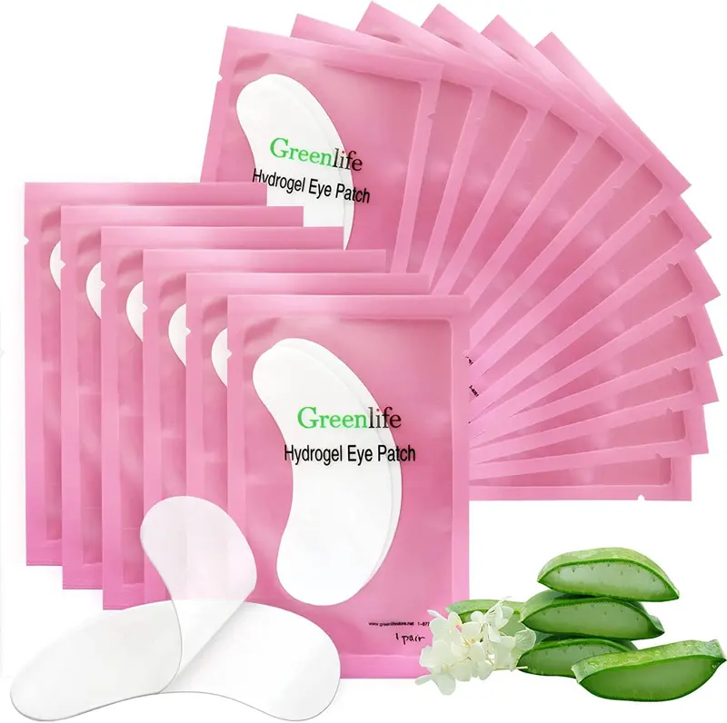 GreenLife Patchs Gel Sous-Oeil Hydrogels 100% Naturels – 200 Paires pour Extensions Cils