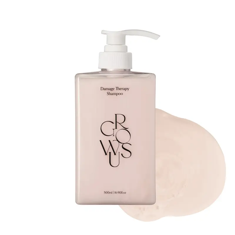 GROWUS Damage Therapy Shampoo – Acide salicylique, Niacinamide, Dexpanthenol, Protéines – Sans parabènes ni sulfates (500 ml) – Soin nourrissant pour cheveux abîmés et frisés