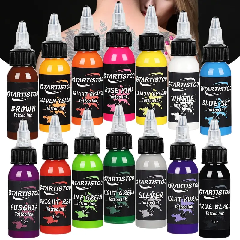 GTARTISTOO – Ensemble d’encres tatouage professionnel – 14 couleurs 30 ml – végan