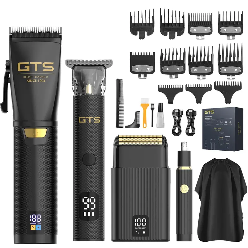GTS PRO Tondeuse Homme 4 en 1 – Kit Barbier Sans Fil